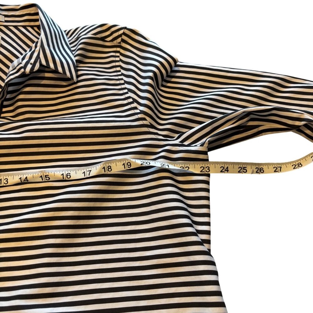 Chico's Button Up Long Sleeve Shirt Size 3 / US 16 Cotton Black & White Stripes - Picture 7 of 11